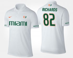 #82 Ahmmon Richards Name and Number University of Miami Men White Polo 295288-710