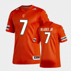 #7 Al Blades Jr. New Football Uniforms University of Miami Premier Mens Orange Jersey 744771-967