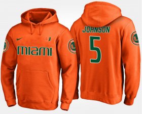 #5 Andre Johnson Name and Number Hurricanes Mens Orange Hoodie 253978-204