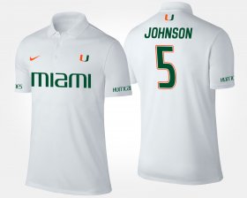 #5 Andre Johnson Name and Number University of Miami Mens White Polo 253678-478