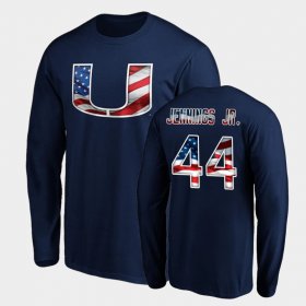 #44 Bradley Jennings Jr. Banner Wave Hurricanes Long Sleeve Men Navy T-Shirt 870955-259