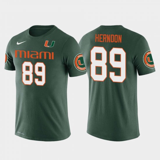#89 Chris Herndon Future Stars Hurricanes Football Men Green T-Shirt 446486-361