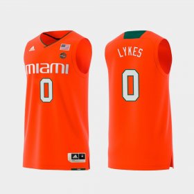 #0 Chris Lykes Replica Miami Hurricanes Swingman College Basketball Men's Orange Jersey 255146-155