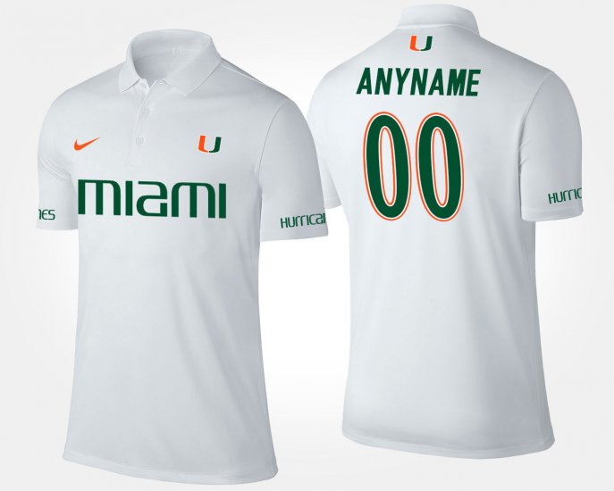 #00 Custom Name and Number Miami Men\'s White Polo 137010-709