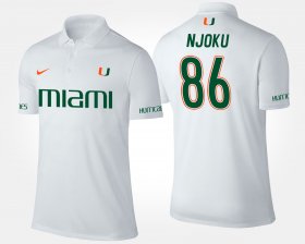 #86 David Njoku Name and Number Miami Mens White Polo 230755-937