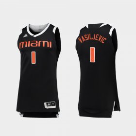 #1 Dejan Vasiljevic College Basketball University of Miami Chase Men Black White Jersey 561724-349