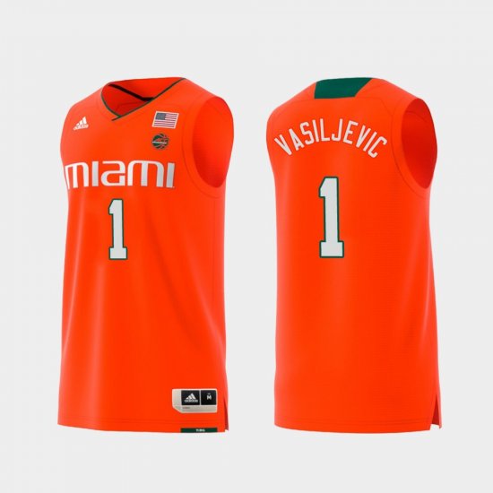#1 Dejan Vasiljevic Replica Miami Swingman College Basketball Men\'s Orange Jersey 650046-883