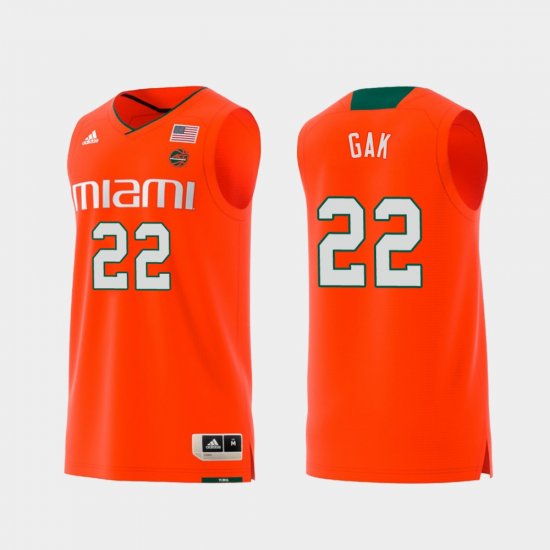 #22 Deng Gak Replica Miami Hurricanes Swingman College Basketball Mens Orange Jersey 603356-556