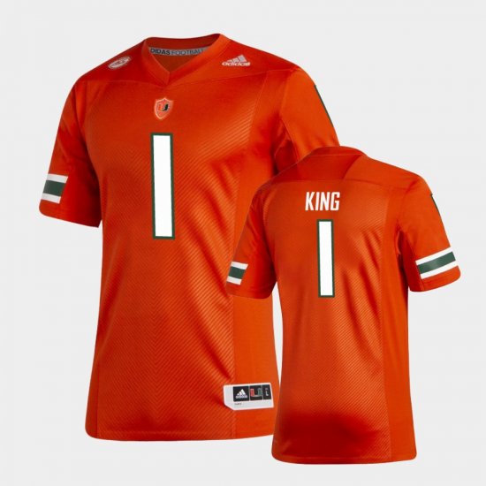 #1 D\'Eriq King New Football Uniforms University of Miami Premier Men Orange Jersey 769961-264