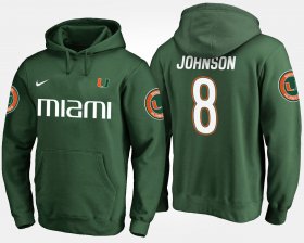 #8 Duke Johnson Name and Number Miami Men's Green Hoodie 937203-985