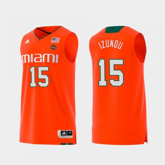 #15 Ebuka Izundu Replica Miami Swingman College Basketball Men\'s Orange Jersey 835843-237