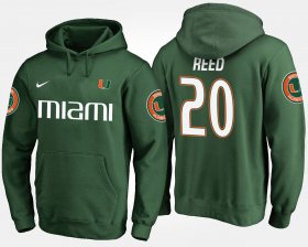 #20 Ed Reed Name and Number Miami Hurricanes Men Green Hoodie 843974-458