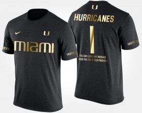 #1 Gold Limited Hurricanes No.1 Short Sleeve With Message Men's Black T-Shirt 702584-562
