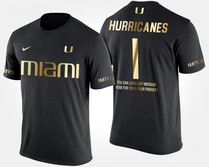 #1 Gold Limited Hurricanes No.1 Short Sleeve With Message Men\'s Black T-Shirt 702584-562