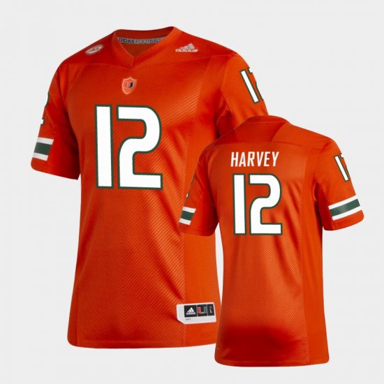 #12 Jahfari Harvey New Football Uniforms Miami Premier Men\'s Orange Jersey 177593-319