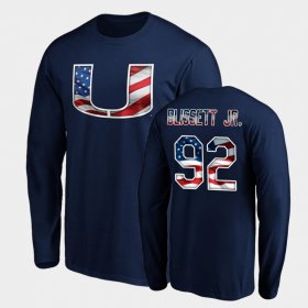 #92 Jason Blissett Jr. Banner Wave Hurricanes Long Sleeve Mens Navy T-Shirt 366854-197 #92 Jason Blissett Jr. Banner Wave Hurricanes Long Sleeve Mens Navy T-Shirt 366854-197