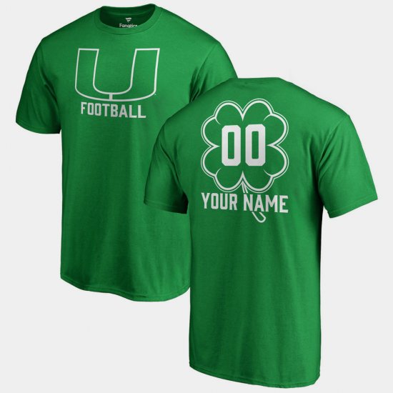 #00 Custom St. Patrick\'s Day University of Miami Big & Tall Dubliner Men\'s Kelly Green T-Shirt 939672-731