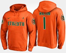 #1 Mark Walton Name and Number University of Miami Men Orange Hoodie 797741-904