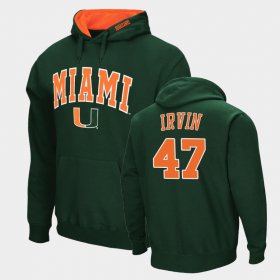 #47 Michael Irvin Arch & Logo 2.0 Miami Hurricanes Pullover Men's Green Hoodie 524943-133