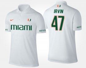 #47 Michael Irvin Name and Number Hurricanes Men White Polo 847734-887