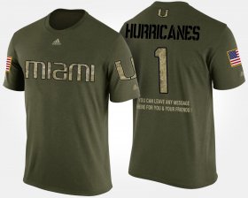 #1 Military Miami Hurricanes No.1 Short Sleeve With Message Men Camo T-Shirt 278077-680