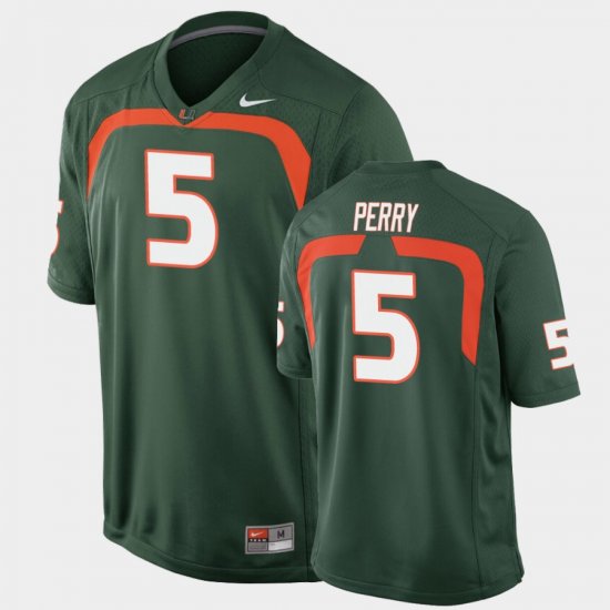 #5 N\'Kosi Perry Game Hurricanes College Football Mens Green Jersey 502480-782