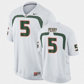 #5 N'Kosi Perry Game Hurricanes College Football Men's White Jersey 699173-972