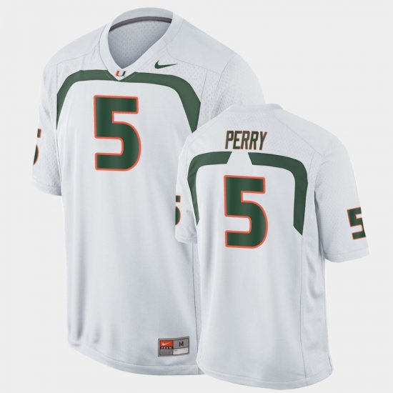#5 N\'Kosi Perry Game Hurricanes College Football Men\'s White Jersey 699173-972