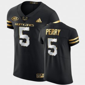 #5 N'Kosi Perry Golden Edition Miami Hurricanes 2020-21 Authentic Men's Black Jersey 864331-642