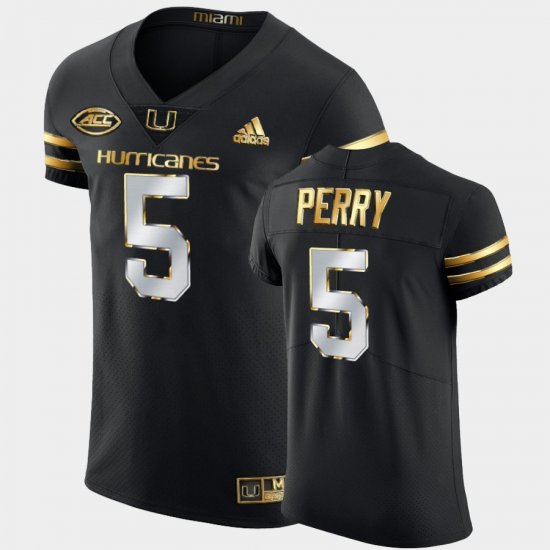 #5 N\'Kosi Perry Golden Edition Miami Hurricanes 2020-21 Authentic Men\'s Black Jersey 864331-642