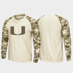 OHT Military Appreciation Hurricanes Raglan Long Sleeve Desert Camo Mens Oatmeal T-Shirt 329052-380