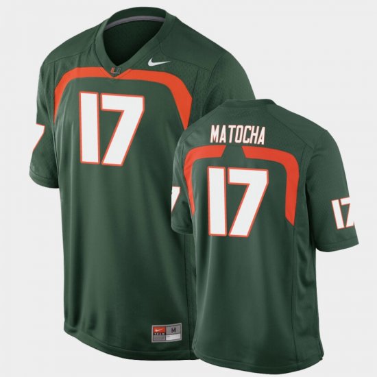 #17 Peyton Matocha Game Miami College Football Men\'s Green Jersey 359139-746