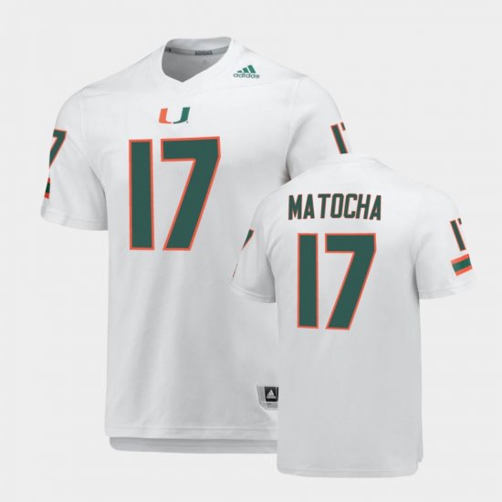 #17 Peyton Matocha Replica Miami Hurricanes AEROREADY Men\'s White Jersey 753108-699