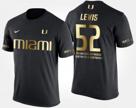 #52 Ray Lewis Gold Limited Miami Short Sleeve With Message Men Black T-Shirt 558005-128