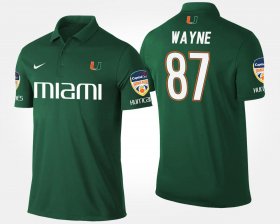 #87 Reggie Wayne Bowl Game Miami Orange Bowl Name and Number Men Green Polo 911328-799