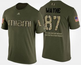 #87 Reggie Wayne Military Miami Hurricanes Short Sleeve With Message Men's Camo T-Shirt 864858-245