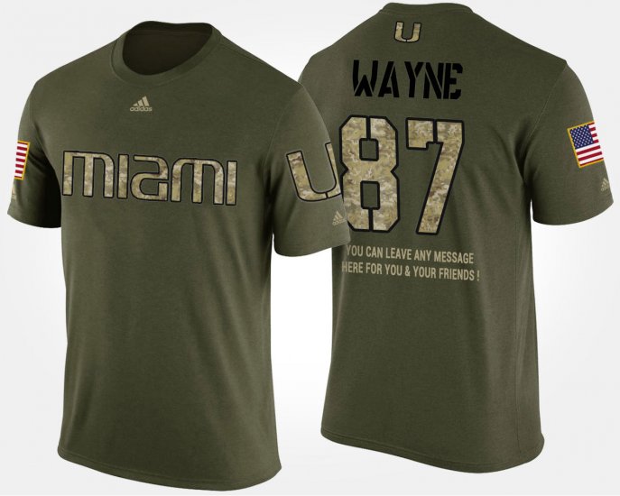#87 Reggie Wayne Military Miami Hurricanes Short Sleeve With Message Men\'s Camo T-Shirt 864858-245