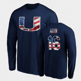 #16 Ryan Rizk Banner Wave Miami Long Sleeve Men's Navy T-Shirt 502140-244