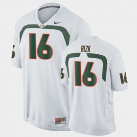 #16 Ryan Rizk Game Miami Hurricanes College Football Men's White Jersey 836304-629