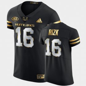 #16 Ryan Rizk Golden Edition University of Miami 2020-21 Authentic Men's Black Jersey 575568-308