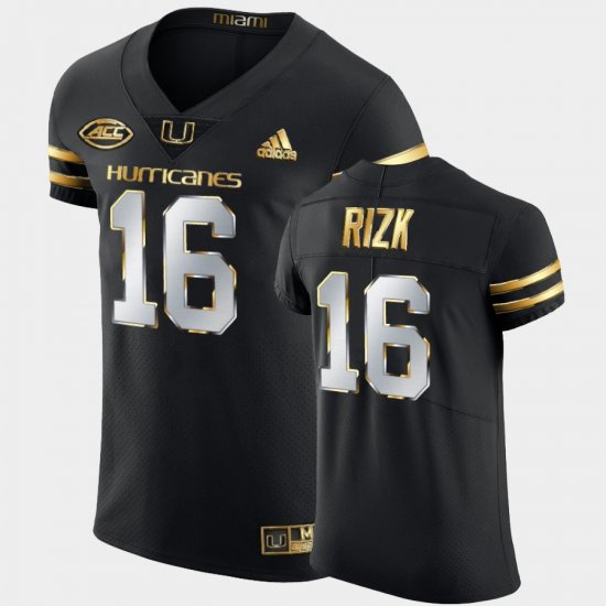 #16 Ryan Rizk Golden Edition University of Miami 2020-21 Authentic Men\'s Black Jersey 575568-308