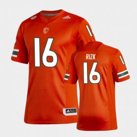 #16 Ryan Rizk New Football Uniforms Hurricanes Premier Mens Orange Jersey 991828-452