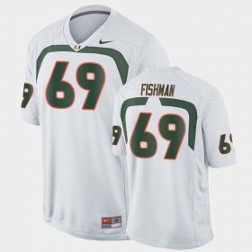 #69 Sam Fishman Game Hurricanes College Football Men White Jersey 190378-264