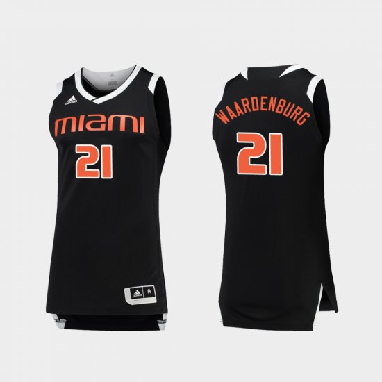 #21 Sam Waardenburg College Basketball Miami Chase Men\'s Black White Jersey 363366-420