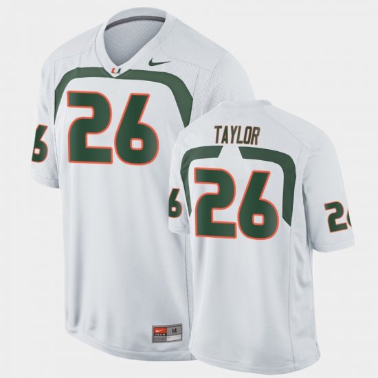 #26 Sean Taylor Game University of Miami College Football Men\'s White Jersey 727169-166