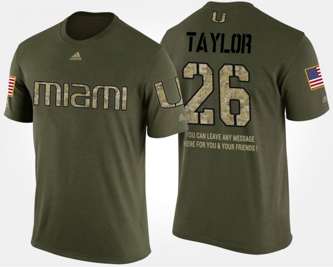 #26 Sean Taylor Military Miami Short Sleeve With Message Men\'s Camo T-Shirt 233432-993
