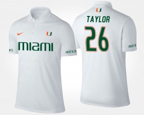 #26 Sean Taylor Name and Number University of Miami Men's White Polo 272679-361