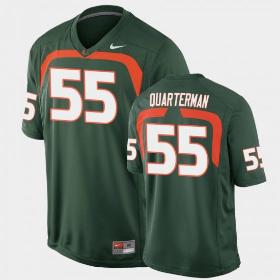 #55 Shaquille Quarterman Game Hurricanes College Football Men\'s Green Jersey 240620-258