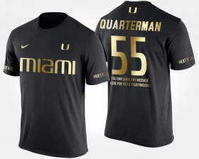 #55 Shaquille Quarterman Gold Limited Miami Short Sleeve With Message Mens Black T-Shirt 404259-557