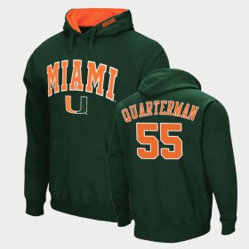 #55 Shaquille Quarterman Arch & Logo 2.0 University of Miami Pullover Mens Green Hoodie 671470-951